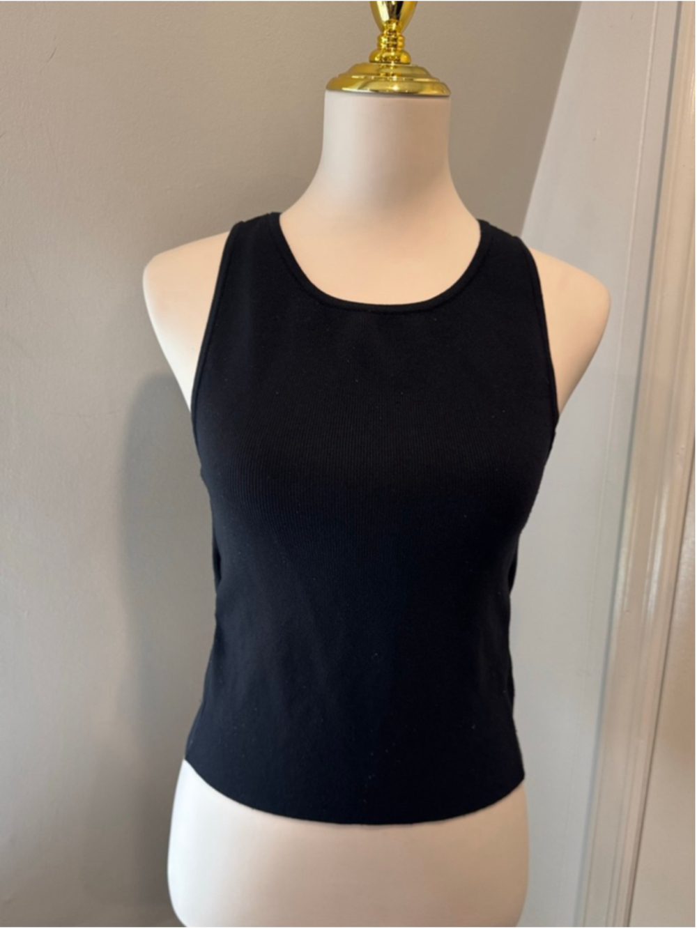 525 America | women's Black Ribbed Cut-Out Tank Top | Size Large